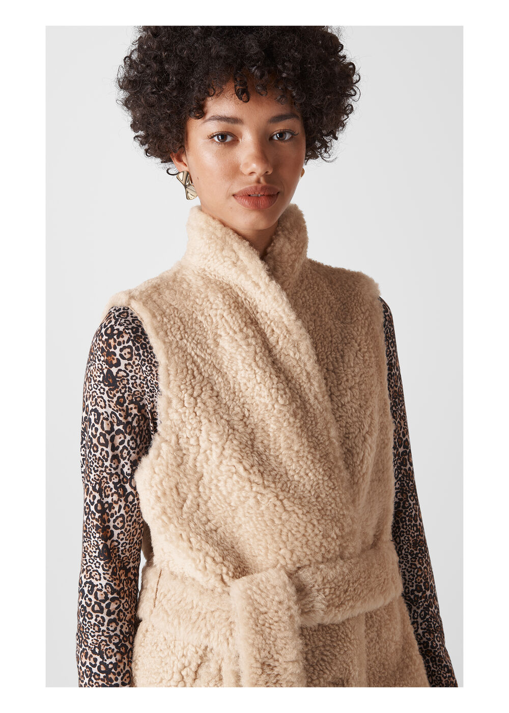 Sheepskin Belted Borg Gilet